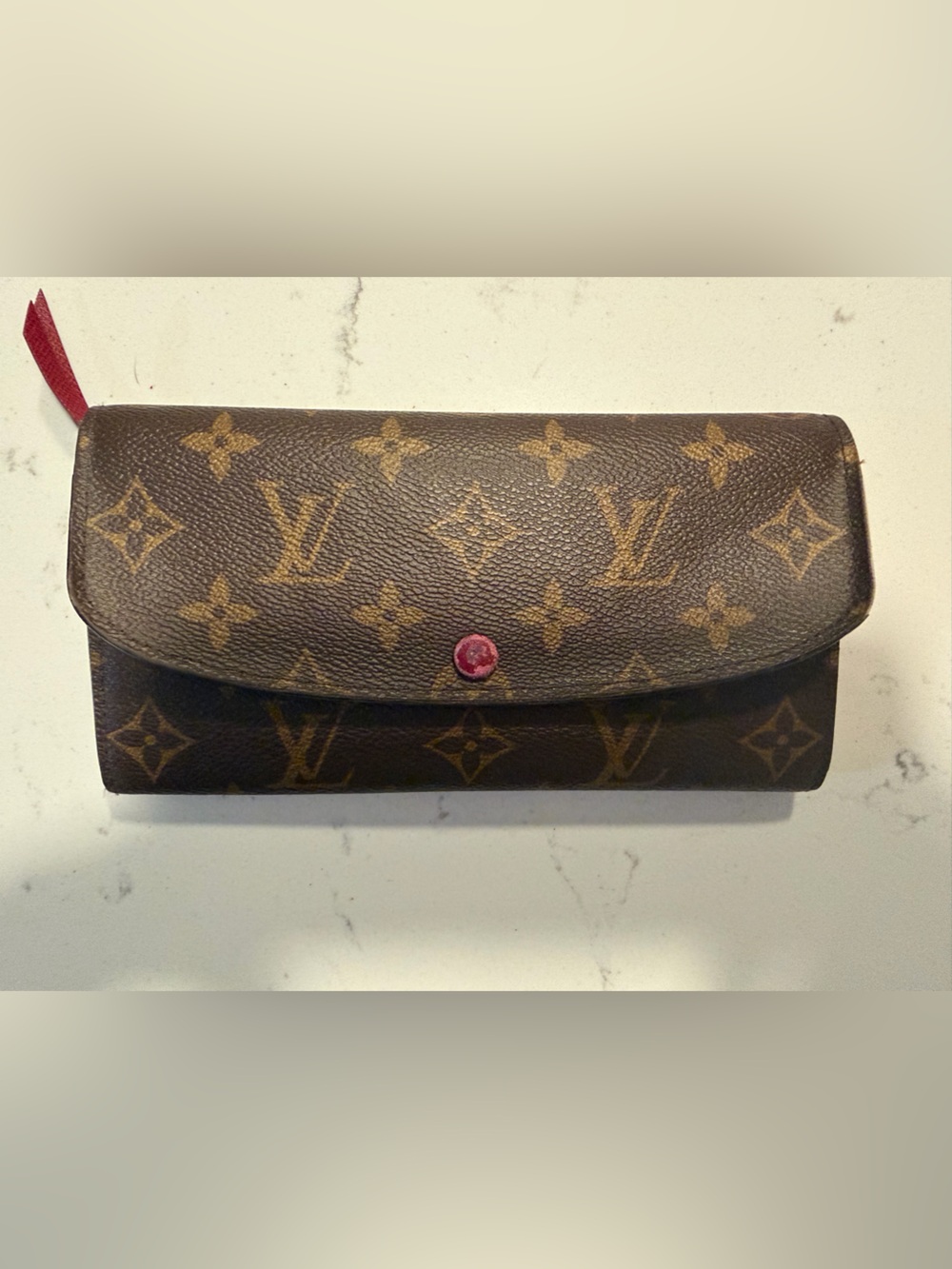 Louis Vuitton Monogram Canvas Brown with Red Snap Continental-Style Wallet